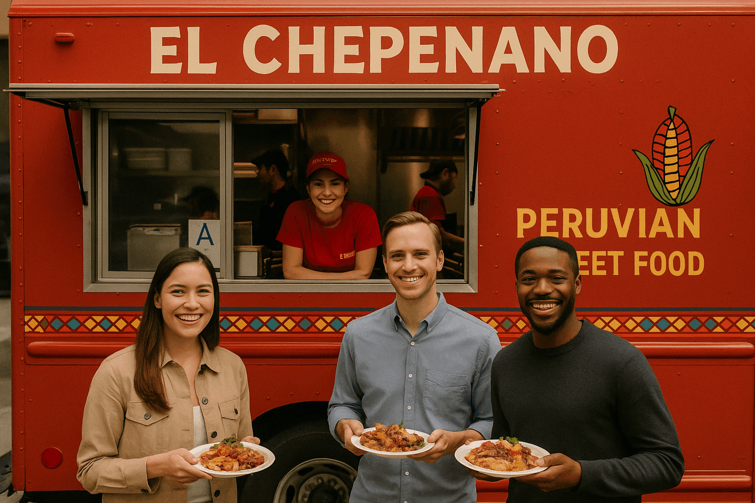 El Chepenano Peruvian Food Truck and happy customers